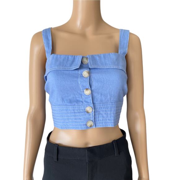 SUBOO Blue Crop Top Size 10 - Picture 2 of 6